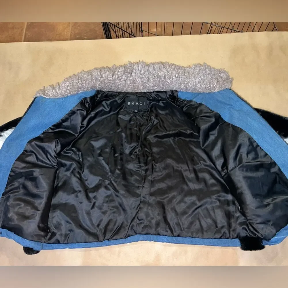 SHACI Denim & Faux Fur Patchwork Jacket size 1X Like New